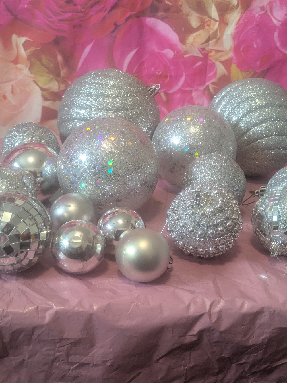 Silver Glitter Holiday Ornament Set - Home Holiday